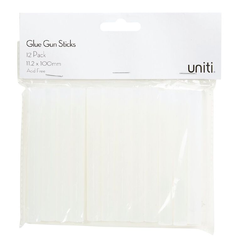 Uniti Glue Gun Stick 11.2mm x 100mm Clear 12 Pack, , hi-res