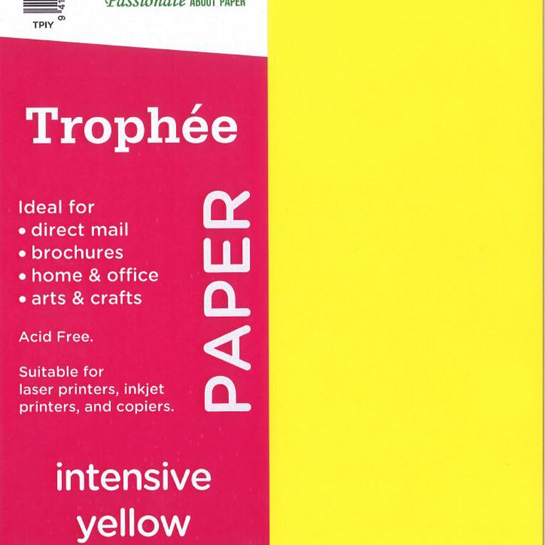 Trophee Paper 80gsm Intensive Yellow A4 30 Pack, , hi-res