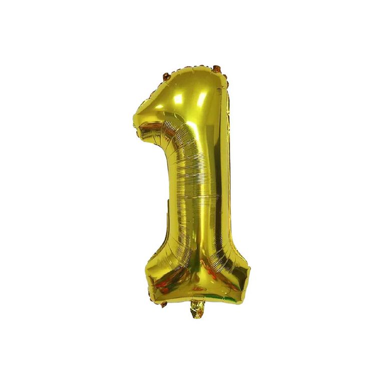 Party Inc Foil Balloon #1 Gold 35cm, , hi-res