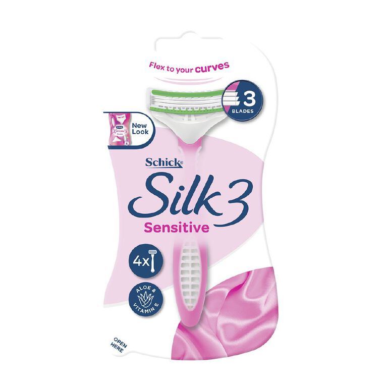 Schick Silk 3 Sensitive Disposable Razor 4 Pack, , hi-res