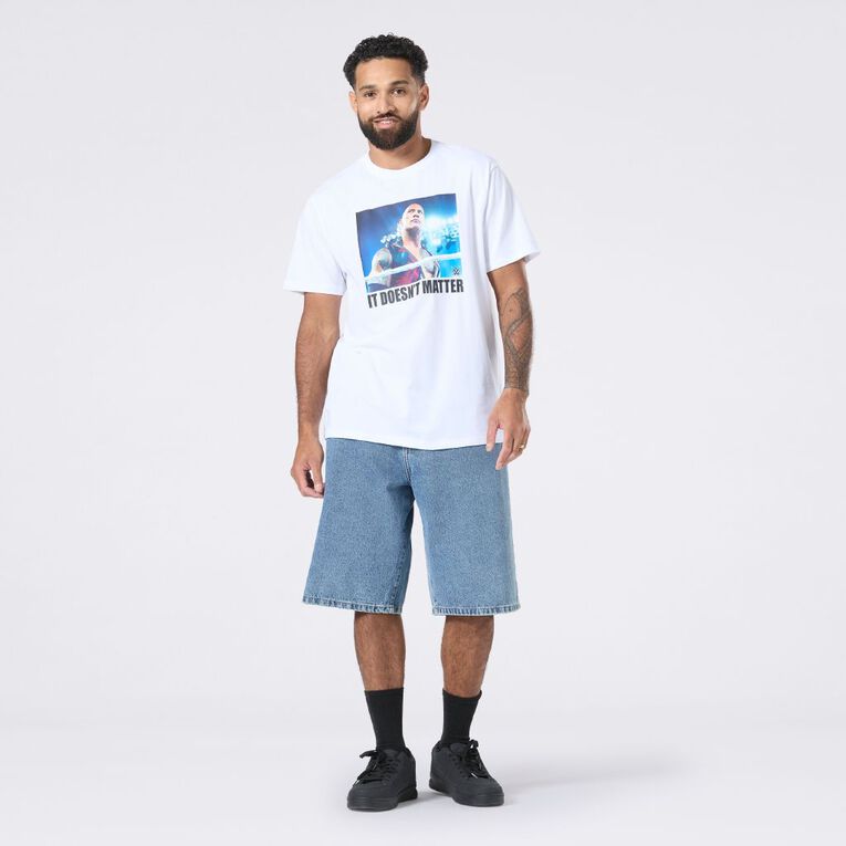 WWE Men's The Rock Tee, White, hi-res