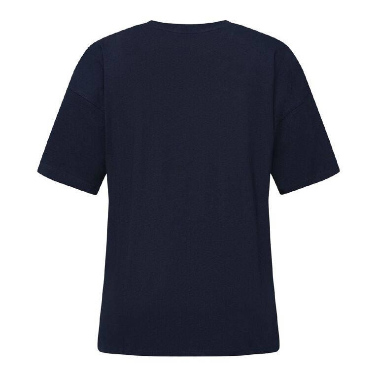 H&H Women's Oversized Boyfriend Graphic Tee, Navy, hi-res