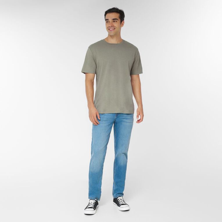 H&H Men's Regular Fit Plain Tee, Green Mid, hi-res