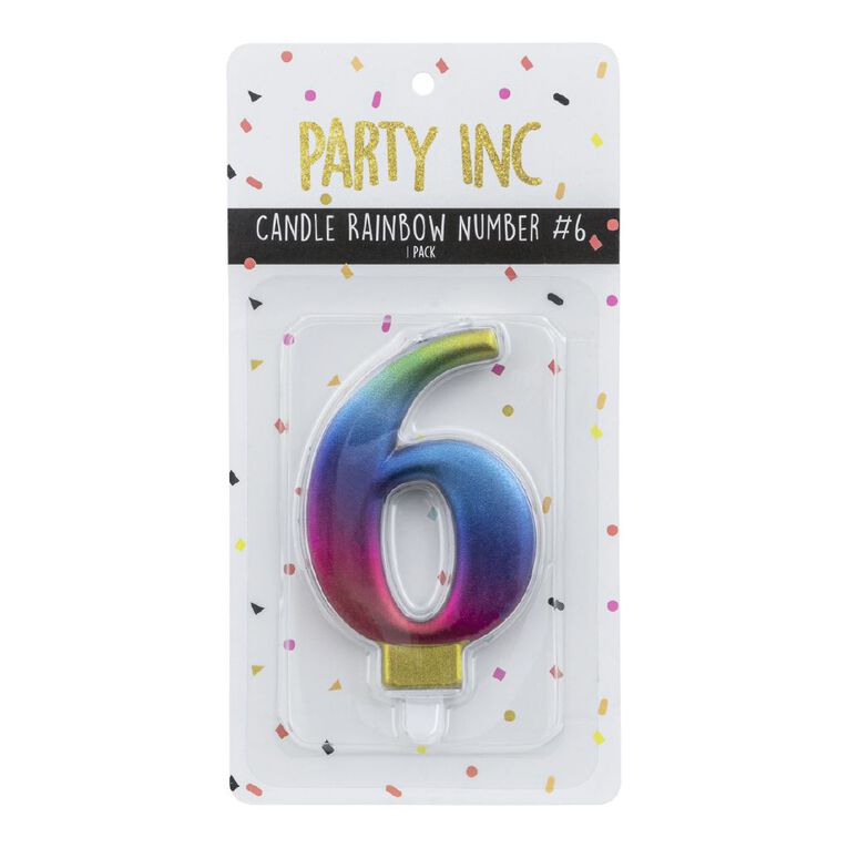 Party Inc Rainbow Candle Number #6, , hi-res