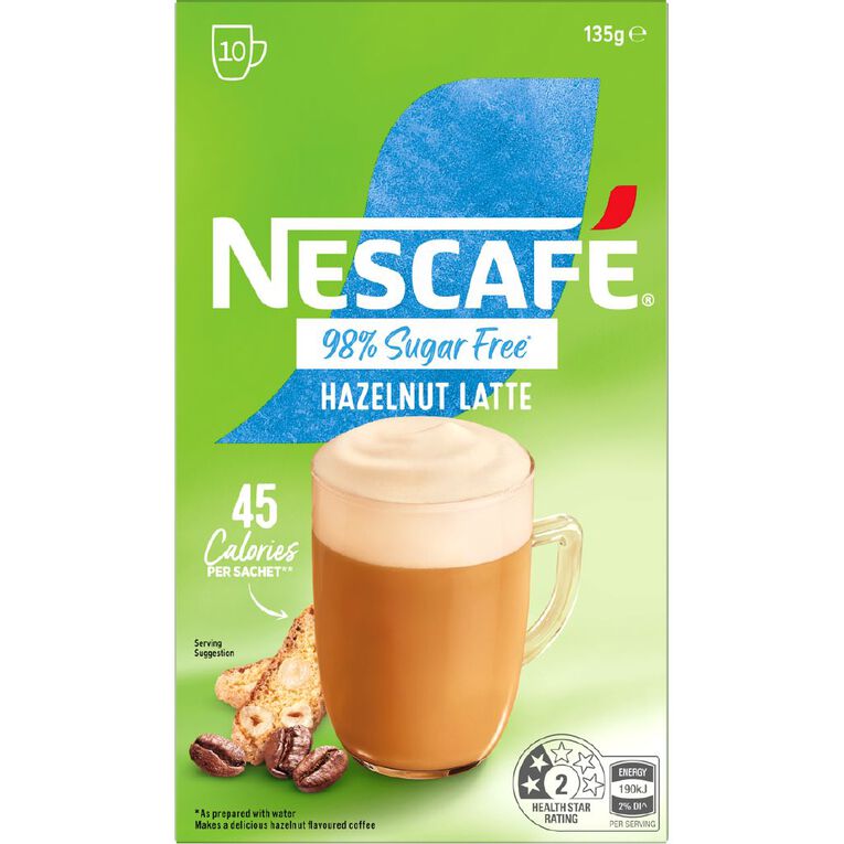 Nescafe 98% Sugar Free Hazelnut Coffee 10 Pack, , hi-res