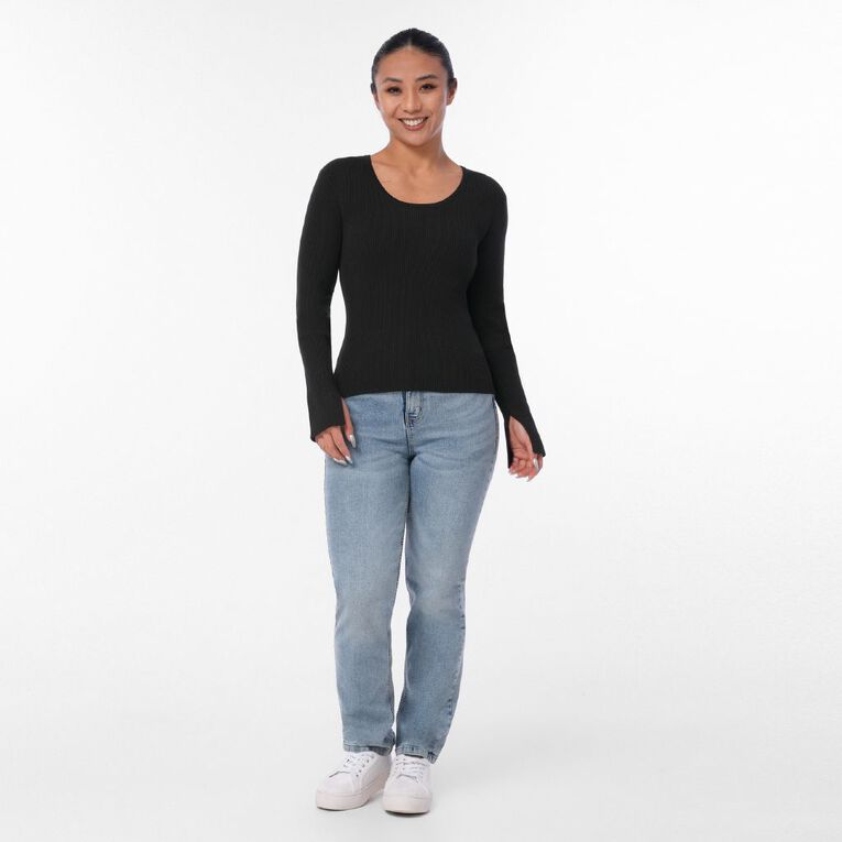 H&H Women's True Knit Scoop Neck, Black, hi-res