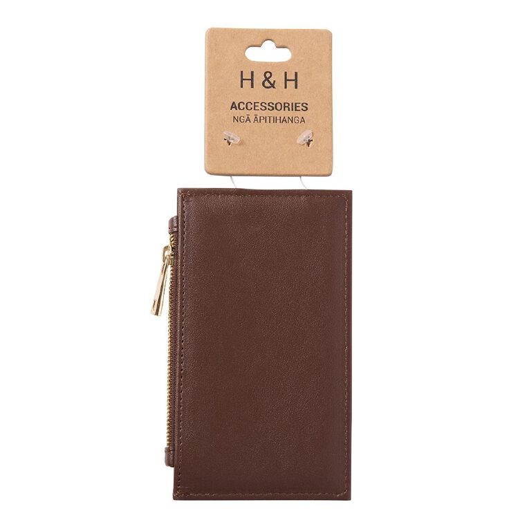 H&H Zip Card Purse, Brown Dark, hi-res