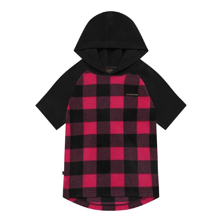 Back Country Kids' Fleece Short Sleeve Hoodie, Black CONTRAST, hi-res