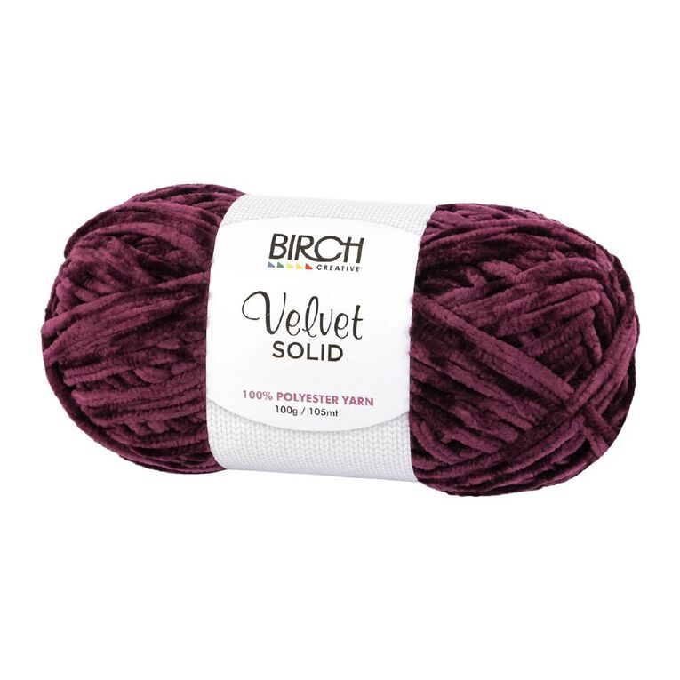 Birch Velvet Yarn 100% Polyester 100G Wine, , hi-res