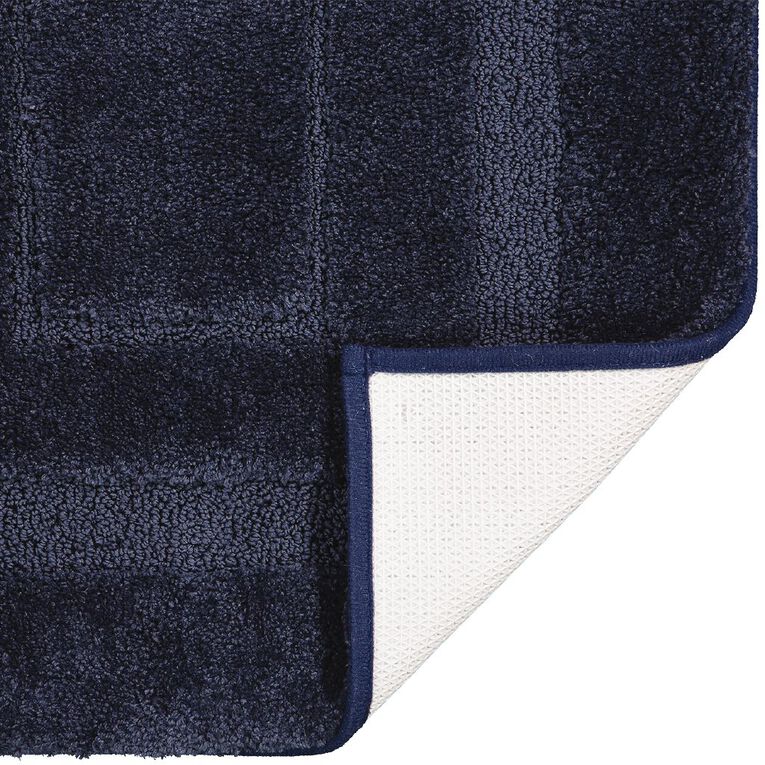 Living & Co Bath Mat Vienna Tufted Microfibre Navy 50cm x 80cm, Navy, hi-res