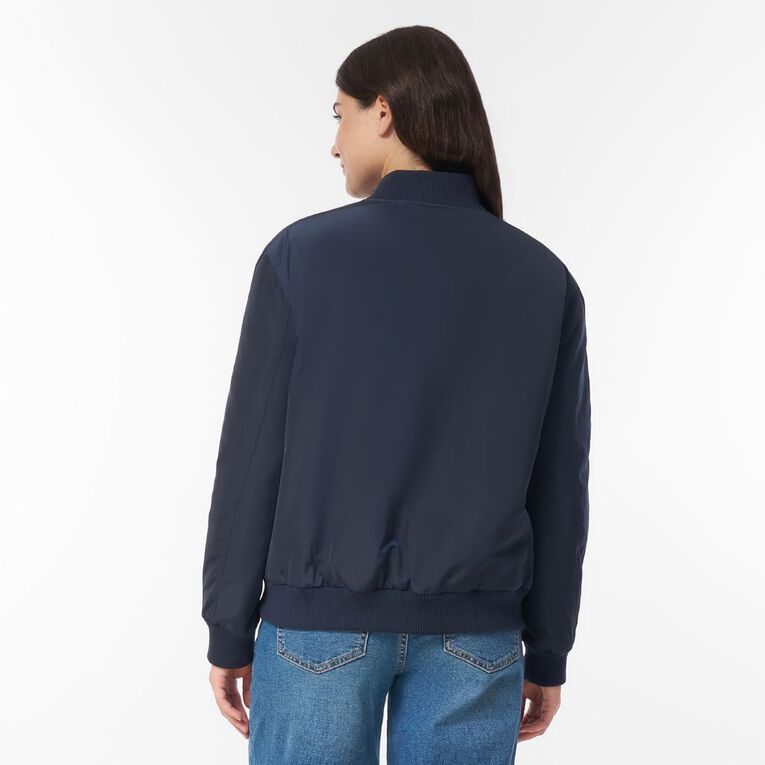 H&H Women's Women's Padded Bomber Jacket, Blue Dark, hi-res