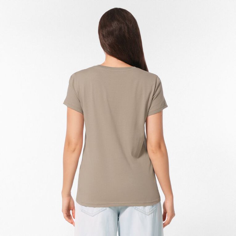 H&H Women's Short Sleeve Crew Neck Tee, Brown Light, hi-res