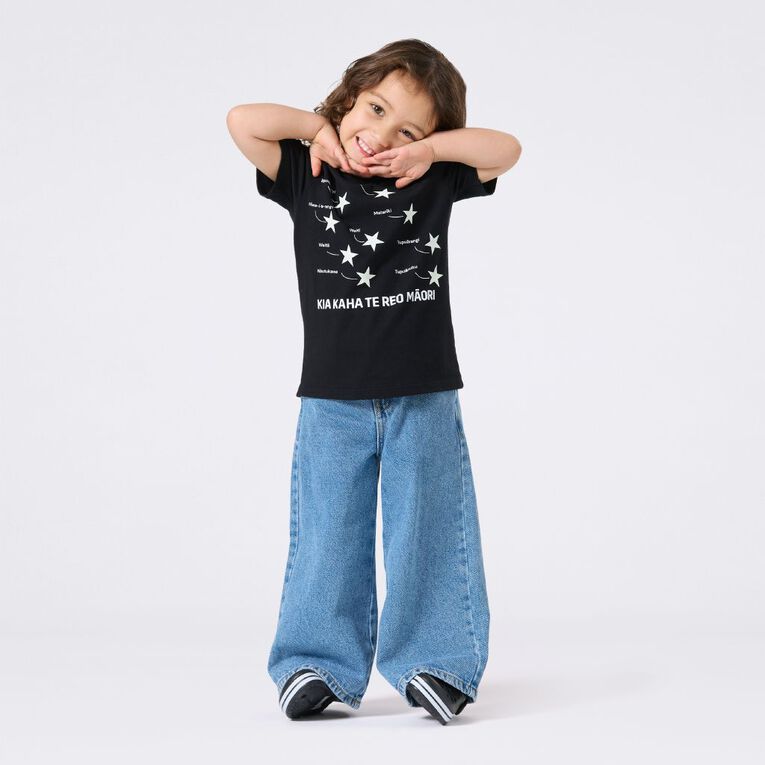 MLC Kids' Matariki Glow In The Dark Tee, Black, hi-res