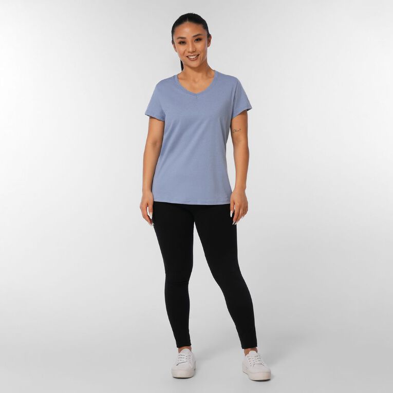 H&H Women's Essential Short Sleeve V-Neck Tee, Blue Mid, hi-res