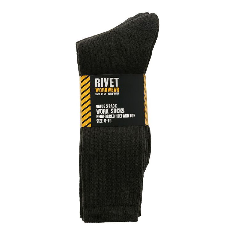 Rivet Men's Work Socks Value 5 Pack, Charcoal, hi-res