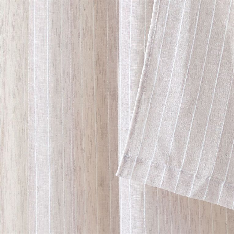 Living & Co Bella Striped Voile Natural 90-180cm Wide/213cm Drop, , hi-res