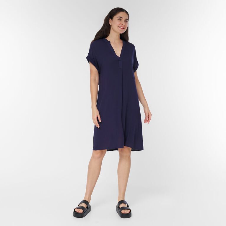 H&H Women's Short Sleeve Popover Tunic, Blue Mid, hi-res