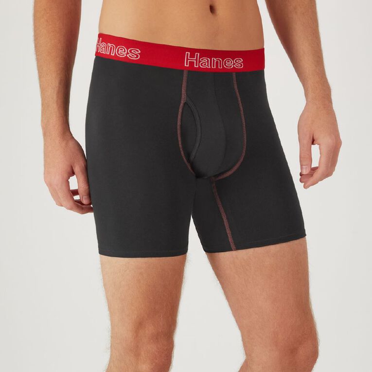 Hanes Men's Cotton Stretch Trunks 4 Pack, Black, hi-res