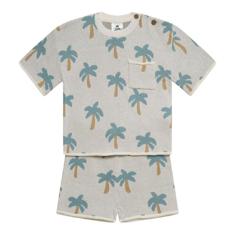 Young Original Toddler 2 Piece Knitted Top and Shorts Set, Cream, hi-res