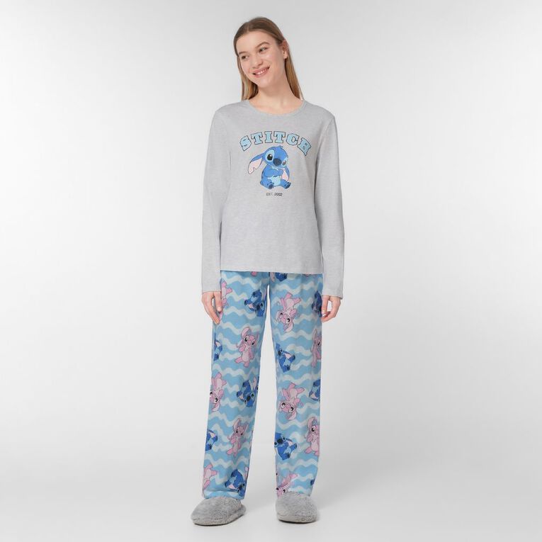Stitch Women's Knit Flannel Pyjama Set, Grey Light, hi-res