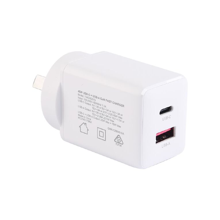 Tech.Inc 45W USB-C + USB-A GaN Fast Charger, , hi-res