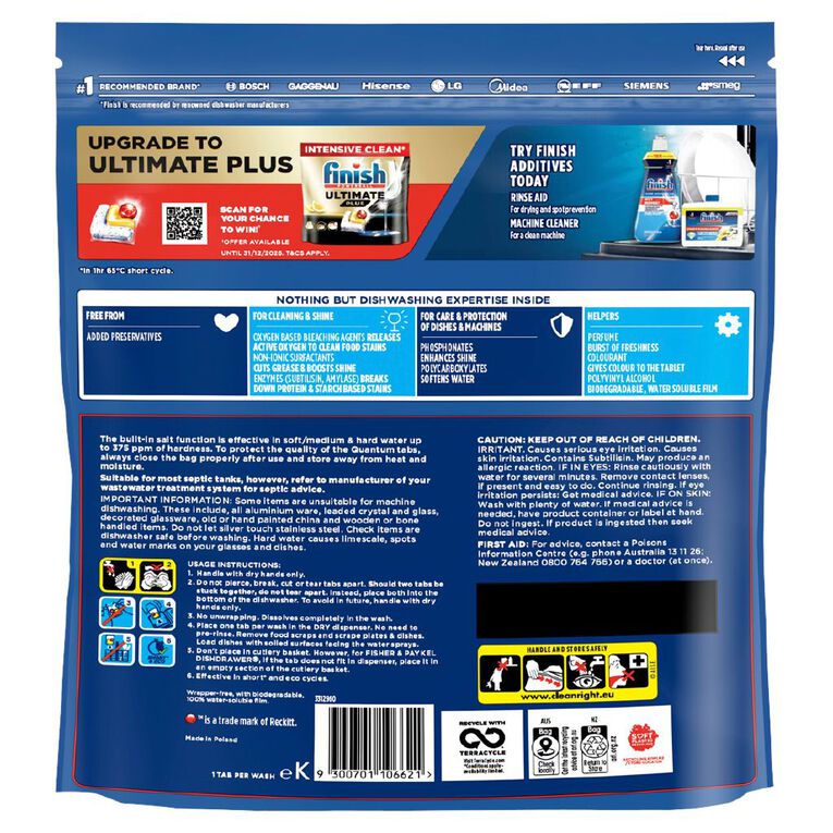 Finish Quantum Dishwasher Tablets Lemon 65 Pack, , hi-res