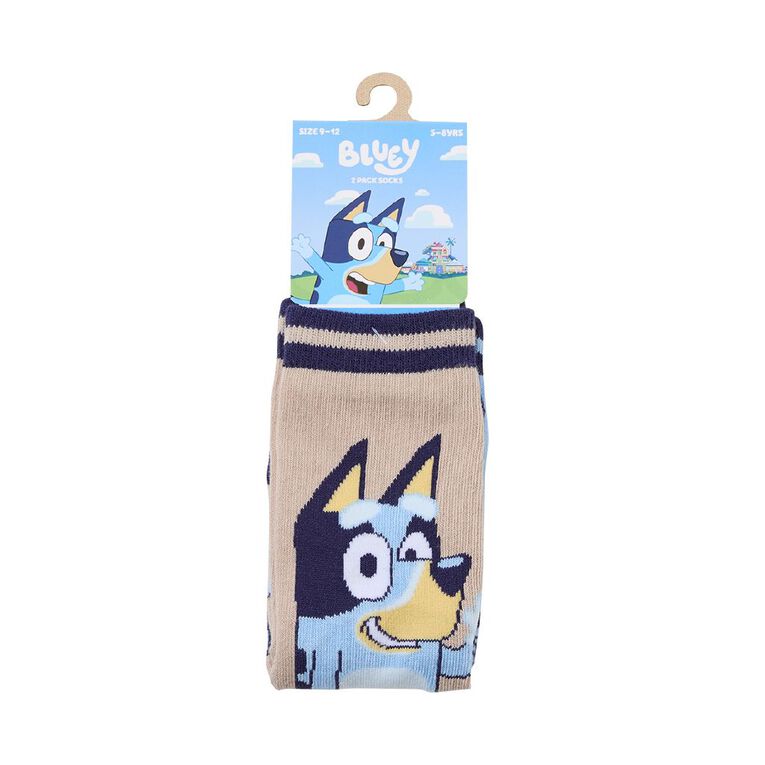 Bluey Kids' Crew Socks 2 Pack, Blue, hi-res