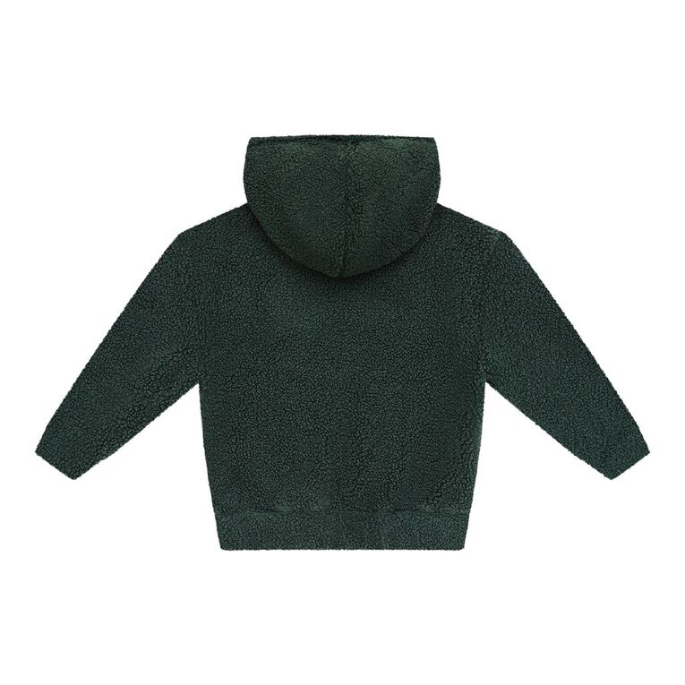 Young Original Relaxed Zip-Thru Sherpa Hoodie, Green Dark, hi-res