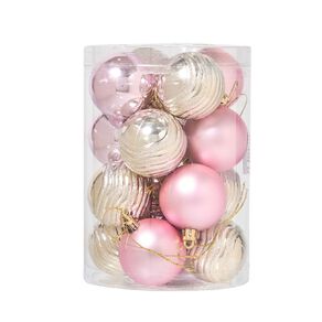 Wonderland Christmas Baubles 5cm Pink & Gold 16 Pack 16 Pack