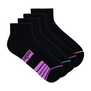 Underworks Women's Quarter Crew Sport Socks 4 Pack