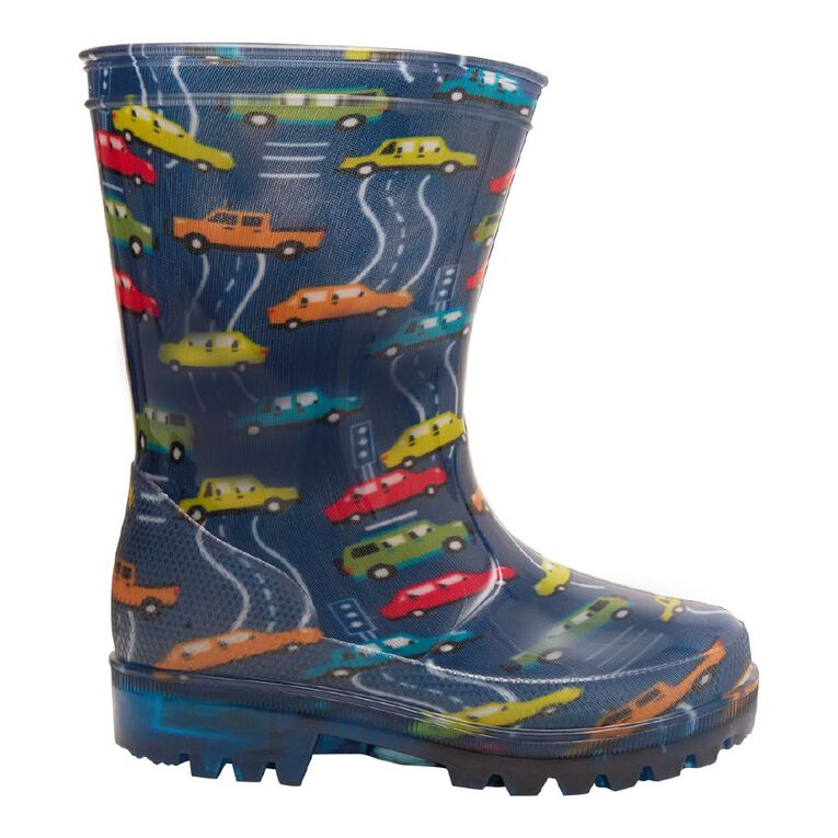 Young Original Junior Kids' Printed Light Up Gumboots, Blue, hi-res