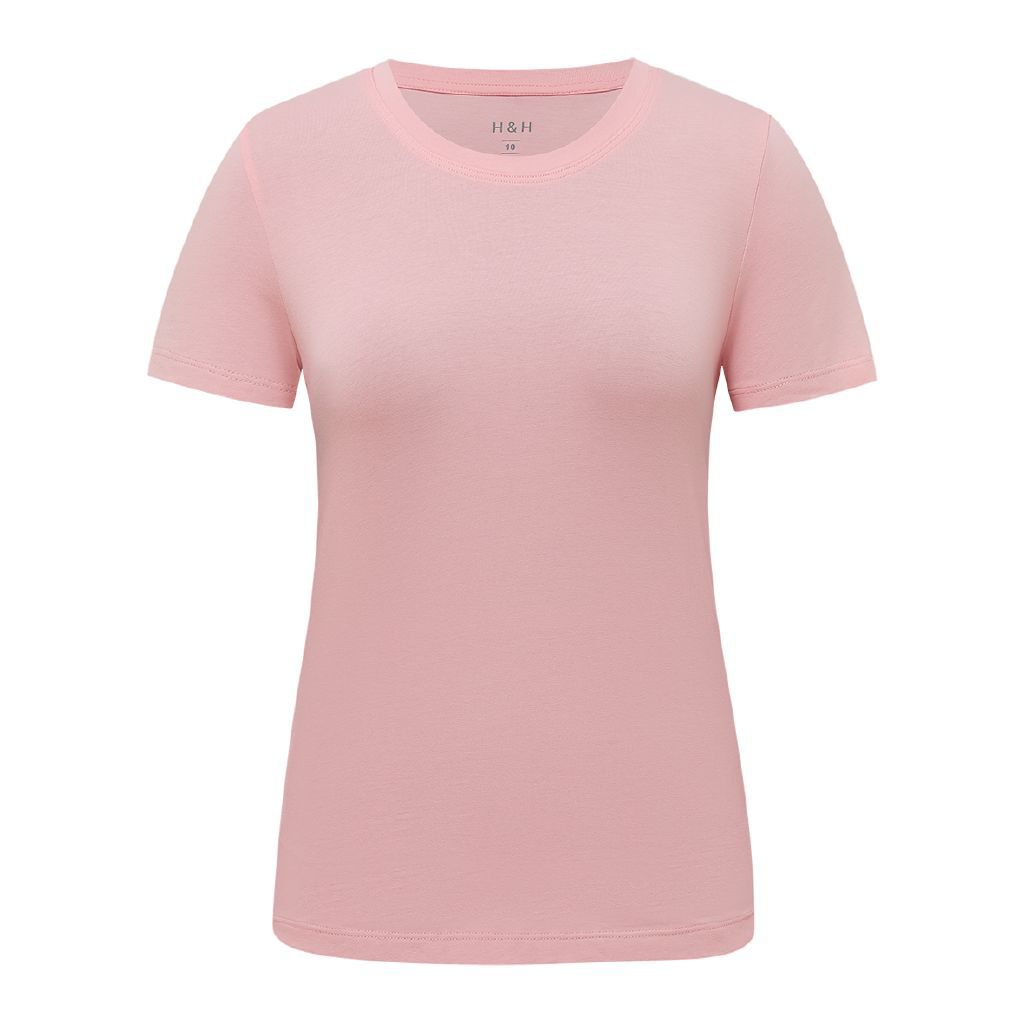 H&H Women's Short Sleeve Stretch Scoop Neck Tee Pink Light | The