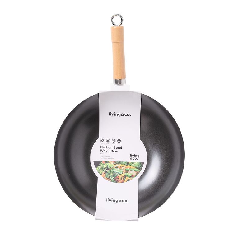 Living & Co Non-Stick Wok Black, , hi-res