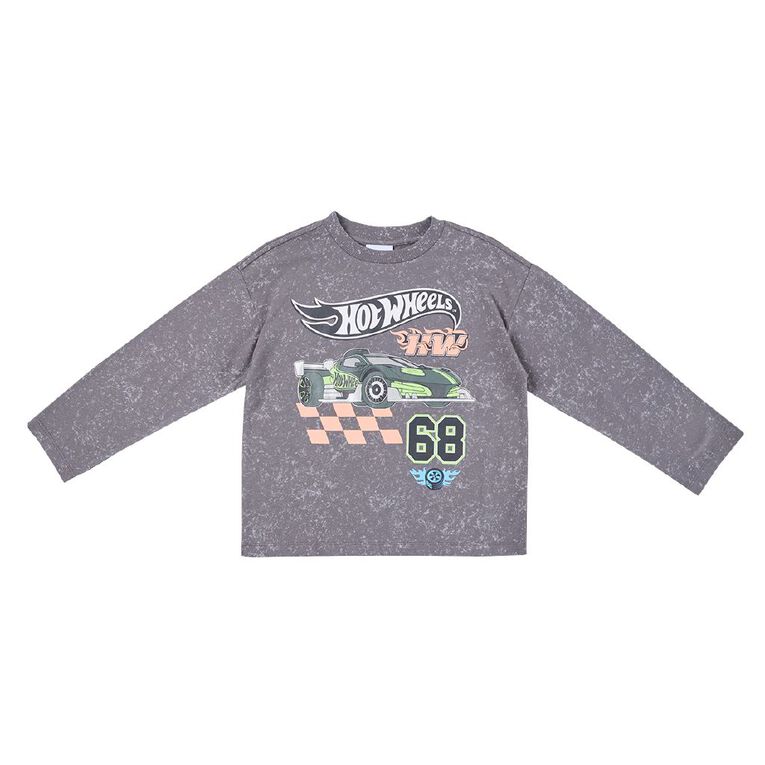 Hot Wheels Long Sleeve Tee, Grey Dark, hi-res