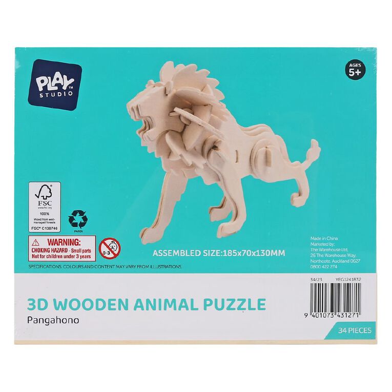 Play Studio 3D Wooden Animal Puzzle, , hi-res