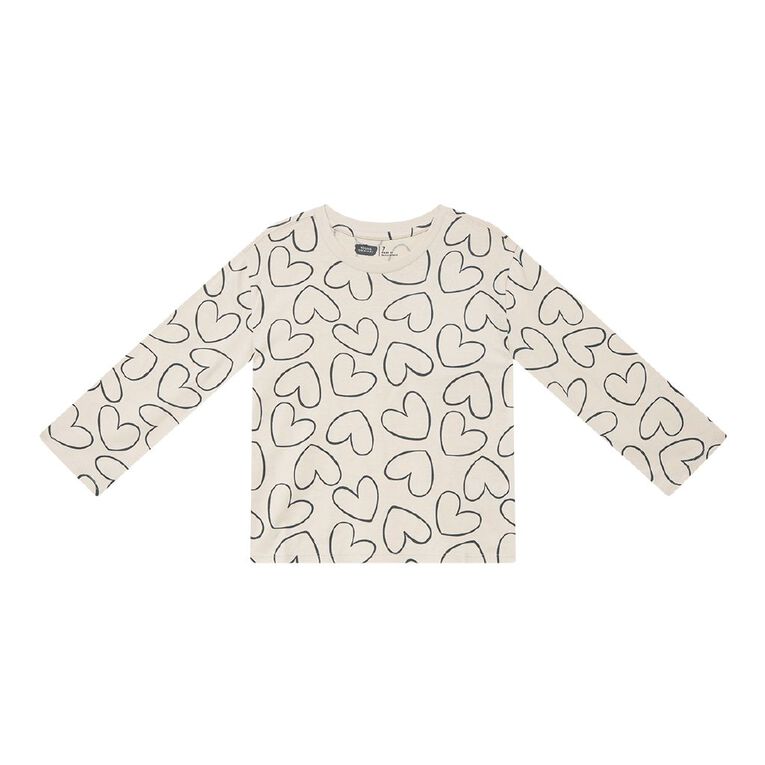 Young Original Relaxed Fit Long Sleeve All Over Print Tee, Cream, hi-res