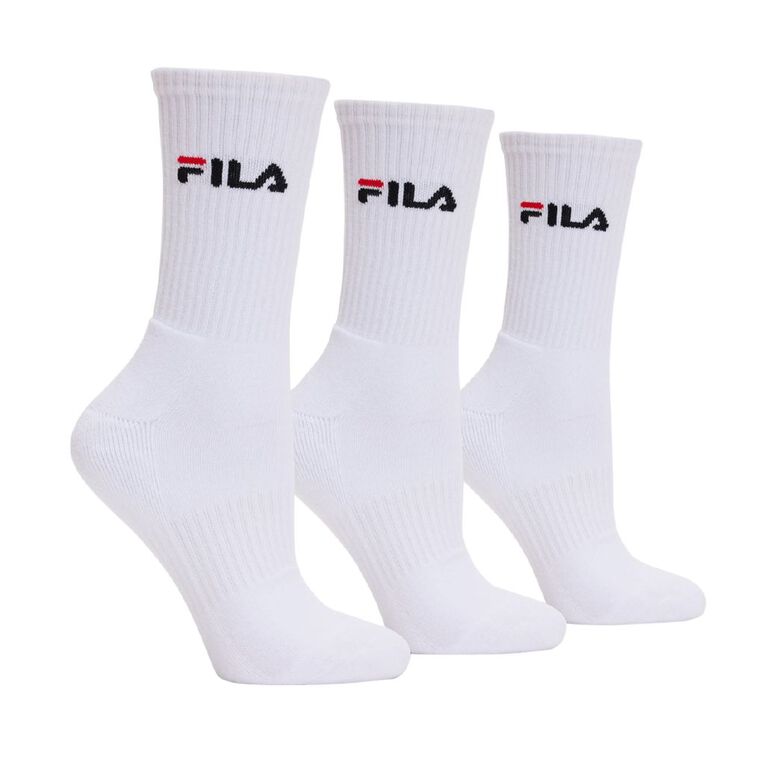 Fila Men's Crew Socks 3 Pack, White, hi-res
