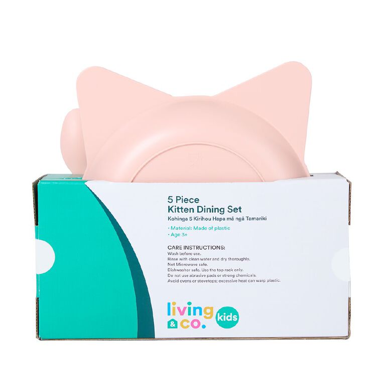 Living & Co Kids Kitten Ears 5 Piece Dinner Set Pink, , hi-res