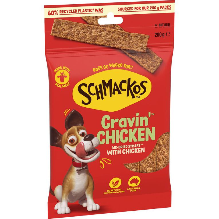 Schmackos Strapz Chicken Dog Treats 200g, , hi-res