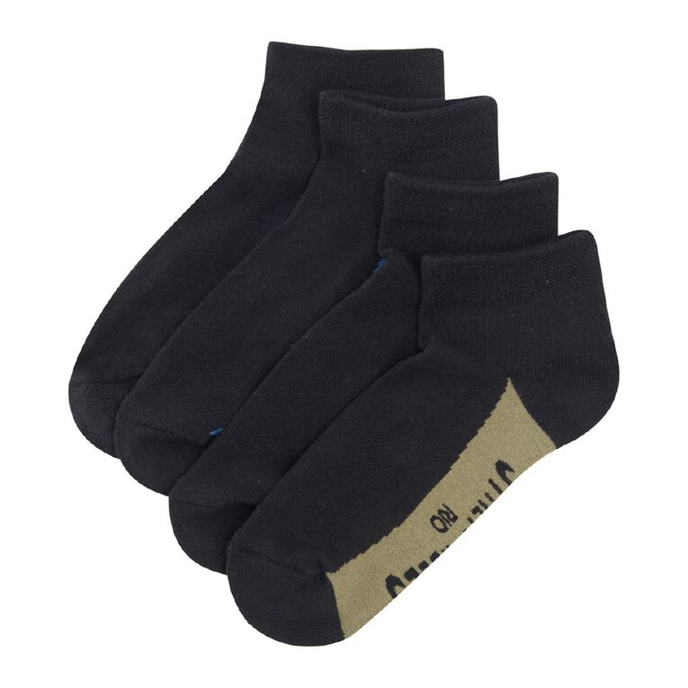 Rio Men's Low Crew Stretchable Socks 4 Pack, Black, hi-res