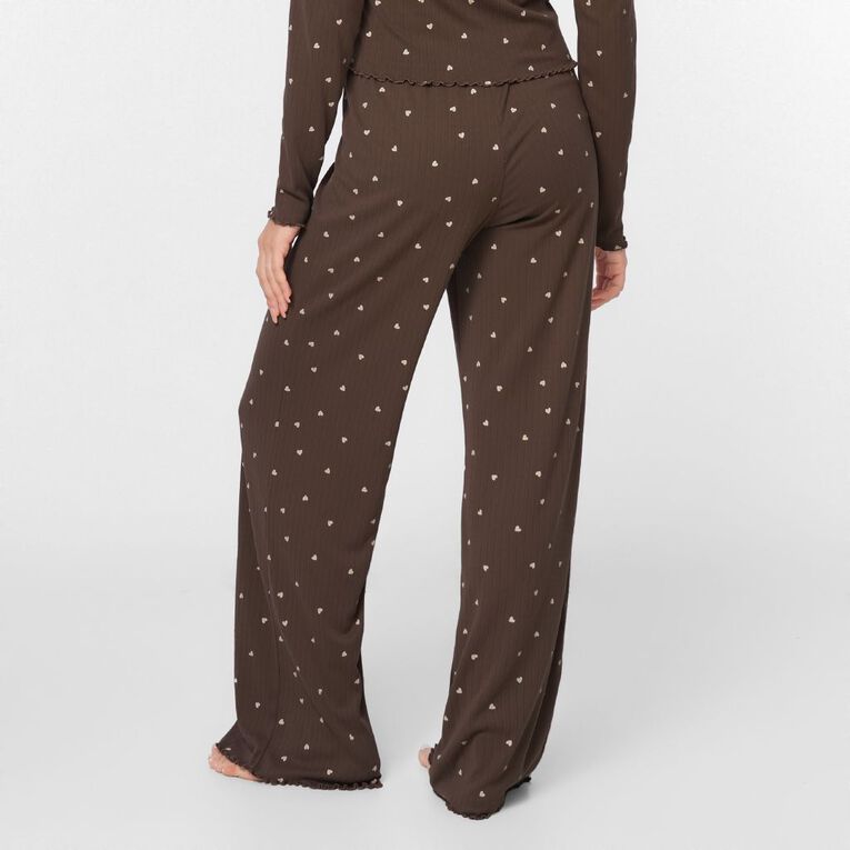 H&H Women's Pointelle Pyjama Pants, Brown Mid, hi-res
