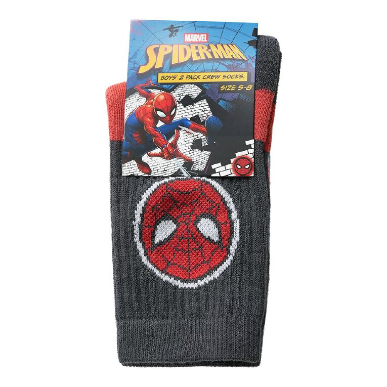 Spider-Man Sports Crew Socks 2 Pack, Red Mid, hi-res