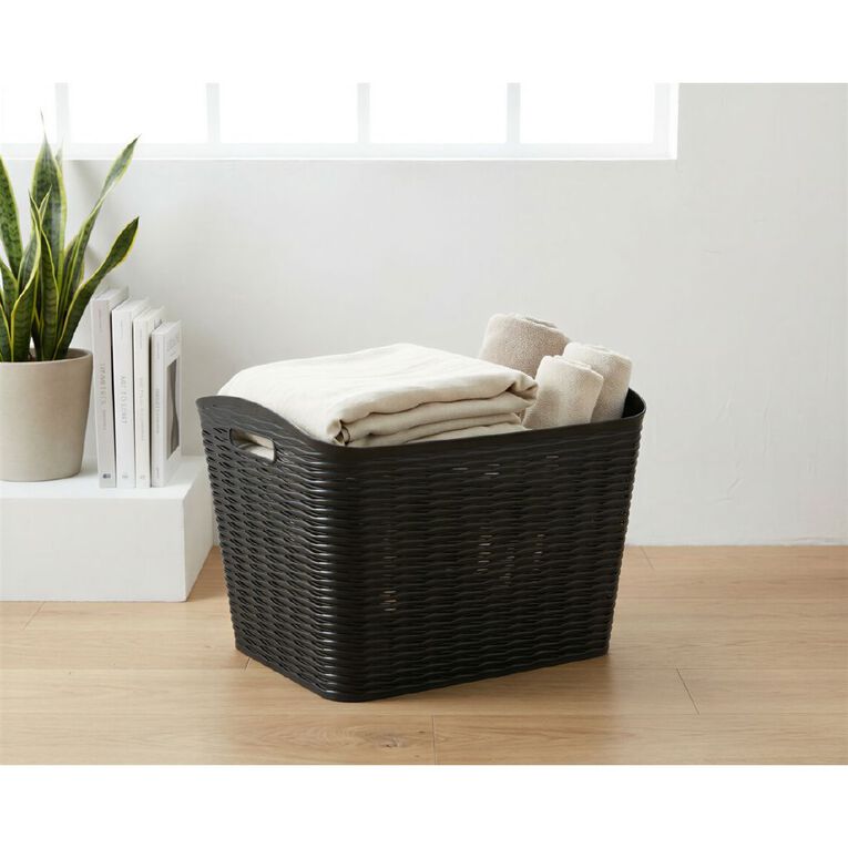 Living & Co Wave Storage Basket Black 26L, , hi-res
