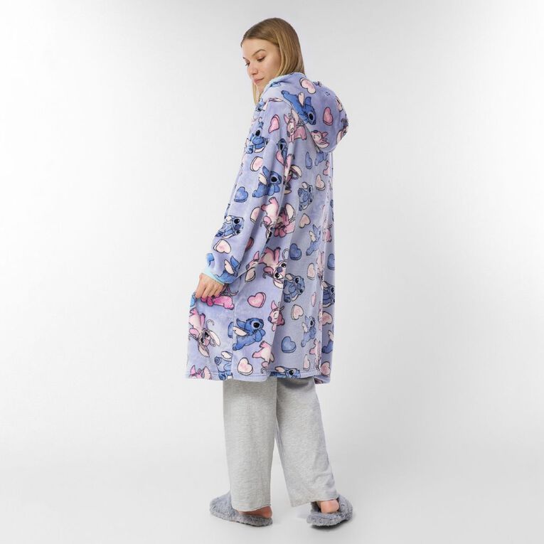Stitch Women's Coral Fleece Hoodie, Blue Light, hi-res