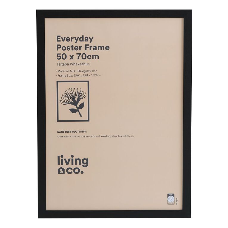 Living & Co Everday Poster Frame Black 50cm x 70cm, , hi-res