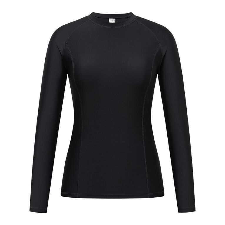 H&H Women's Long Sleeve Rash Top, Black, hi-res