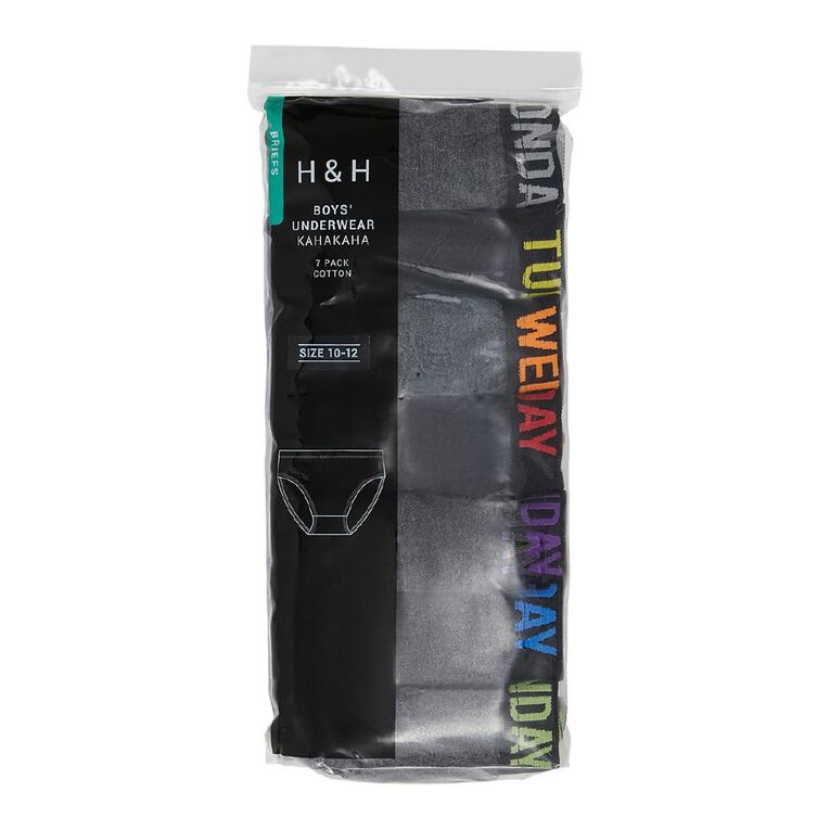 H&H Boys' Weekday Briefs 7 Pack, Black/Grey, hi-res