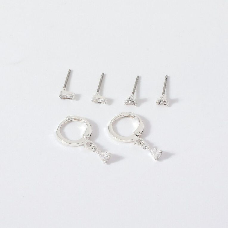 Cubic Zirconia Earrings Silver Plated, , hi-res