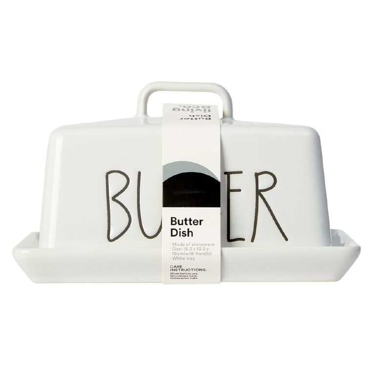 Living & Co Butter Dish White, , hi-res
