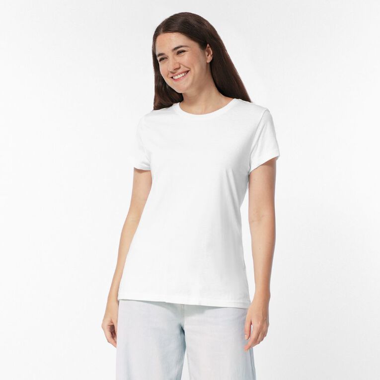 H&H Women's Short Sleeve Crew Neck Tee, Cream, hi-res